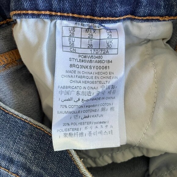 Guess Dark Blue Denim Pencil Skirt Distressed Exposed Button Fly Women’s Size 28 - Picture 7 of 8